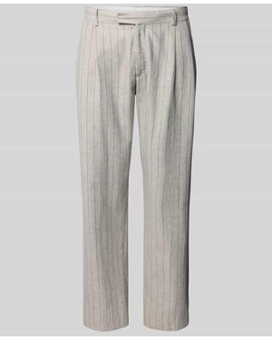 SELECTED Regular Fit Leinenhose mit Bundfalten - Grau