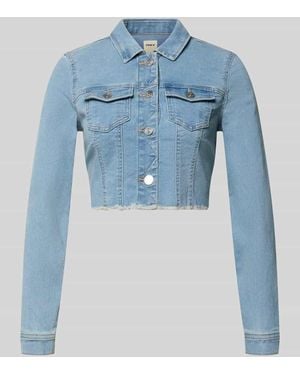 ONLY Slim Fit Jeansjacke aus Baumwoll-Mix Modell 'WONDER' - Blau