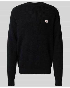 Calvin Klein Strickpullover mit Label-Patch - Schwarz