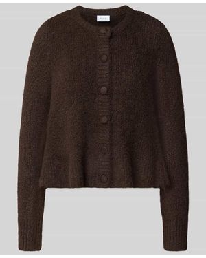 Vila Regular Fit Strickjacke mit Woll-Anteil Modell 'Bows' - Schwarz