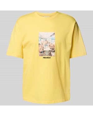 Review Regular Fit T-Shirt aus Baumwoll-Viskose-Mix - Gelb