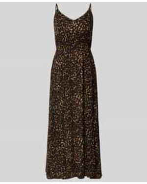 Ichi Midi-Jurk Van Pure Viscose Model 'Marrakech' - Bruin