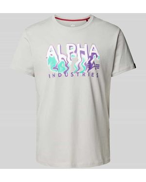 Alpha Industries T-Shirt Mit Label-Print Modell 'Nebula' - Grau