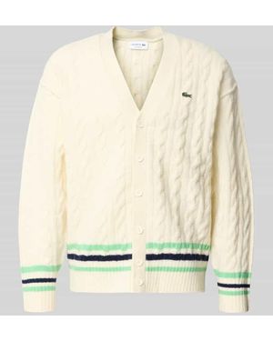 Lacoste Relaxed Fit Strickjacke aus Woll-Mix - Natur