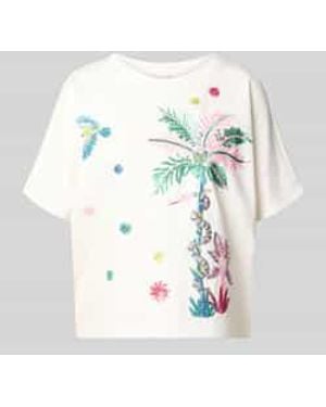 Milano Italy Relaxed Fit T-Shirt Met Pailletten - Wit