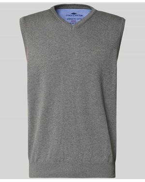Fynch-Hatton Pullunder mit Label-Stitching - Grau