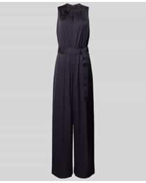 Comma, Jumpsuit Met Strikceintuur - Blauw