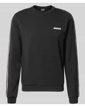 EA7 Sweatshirt Met Label-Details En Ronde Hals - Zwart