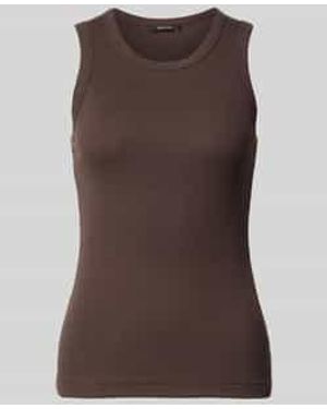 Opus Slim Fit Top Met Ronde Hals Model 'Lesso' - Bruin