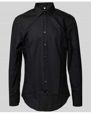 Jake*s Regular Fit Business-Hemd mit Knopfleiste - Schwarz