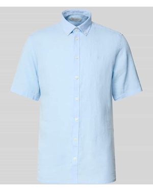 Casual Friday Slim Fit Freizeithemd mit Button-Down-Kragen Modell 'Anton' - Blau