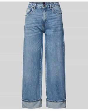 Stefanel Wide Leg Jeans im 5-Pocket-Design Modell 'TURN UP' - Blau