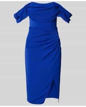 Lipsy Knielange Cocktailjurk Met Plooien Opzij - Blauw
