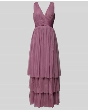 LACE & BEADS Abendkleid Im Stufen-Look - Lila