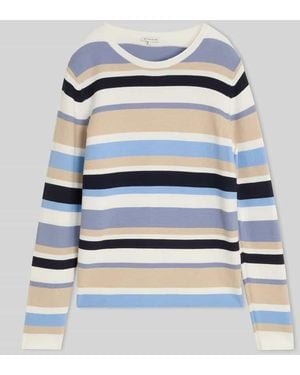 Tom Tailor Regular Fit Pullover mit gerippten Abschlüssen - Blau