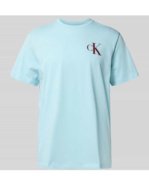 Calvin Klein T-Shirt mit Label-Print - Blau