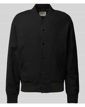 Jack & Jones Leinenbomberjacke Mit Paspeltaschen Modell 'Ario' - Schwarz