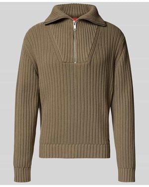 HUGO Regular Fit Troyer aus reiner Baumwolle Modell 'SRIGG' - Grün