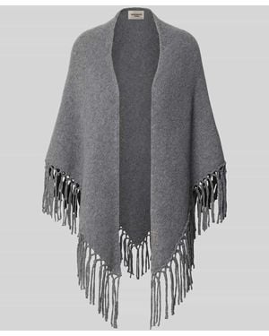 Weekend by Maxmara Poncho aus reiner Schurwolle mit Fransen Modell 'TORNADO' - Grau