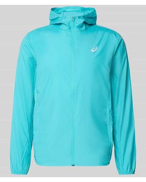 Asics Windbreaker mit Logo-Print und Kapuze - Blau