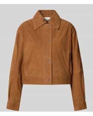 BOSS Regular Fit Leren Jack Van Echt Geitenleer Model 'C_Salisa 60 - Bruin