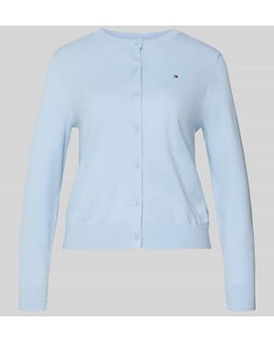 Tommy Hilfiger Regular Fit Strickjacke aus Baumwoll-Mix - Blau