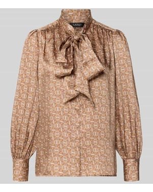 Ralph Lauren Regular Fit Bluse mit Zierschleife Modell 'Klaryce' - Braun