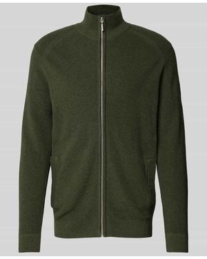 Tom Tailor Strickjacke Mit Stehkragen Aus Baumwolle - Grün