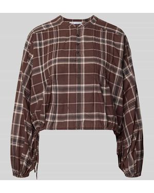 Mango Regular Fit Bluse mit Rundhalsausschnitt Modell 'SELENA' - Braun