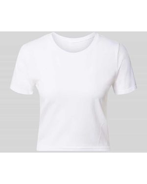 Fabletics Cropped T-Shirt mit Rundhalsausschnitt Modell 'Feather' - Weiß