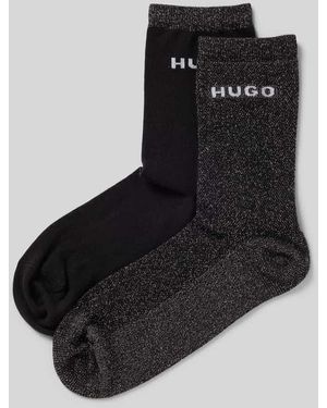 HUGO Socken aus Baumwoll-Mix im 2er-Pack Modell 'SHINY' - Schwarz