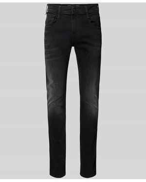 Replay Slim Fit Jeans Im Used-Look Modell 'Anbass' - Schwarz