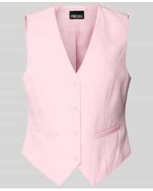 Pieces Regular Fit Gilet Met 4-knoopssluiting - Roze