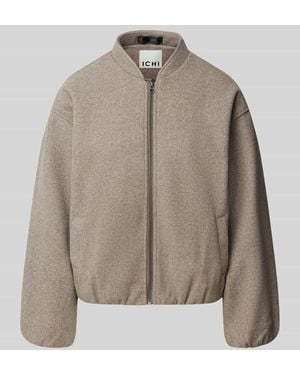 Ichi Jacke mit Stehkragen und Reißverschluss Modell 'JANNET' - Natur
