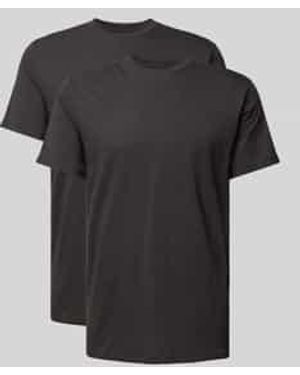 RAGMAN T-Shirt Met Geribde Ronde Hals - Zwart