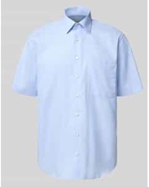 Eterna Comfort Fit Zakelijk Hemd Van Katoen Met Kentkraag - Blauw