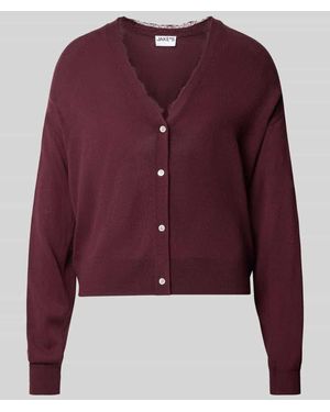 Jake*s Cardigan mit V-Ausschnitt und Spitzenbesatz - Rot