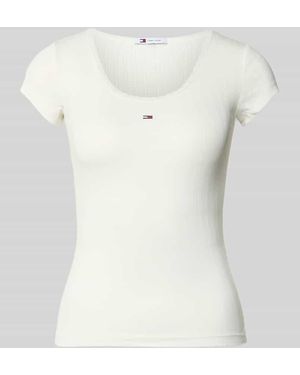 Tommy Hilfiger Slim Fit T-Shirt aus mit Rippstruktur - Weiß