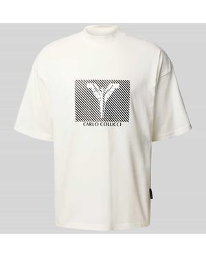 carlo colucci T-Shirt mit Label-Print - Grau