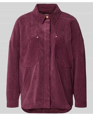 ONLY Oversized Hemdjacke mit verdecktem Druckknopfverschluss Modell 'JANINE-RAI' - Lila