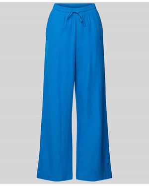 Freequent Straight Leg Leinenhose mit Eingrifftaschen Modell 'Lava' - Blau