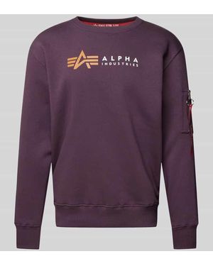 Alpha Industries Sweatshirt Mit Label-Print Und Reißverschlusstasche - Lila