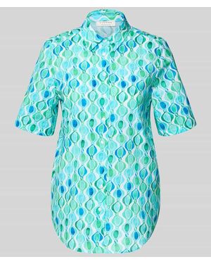 Eterna Regular Fit Bluse im Allover-Look mit 1/2-Arm - Blau