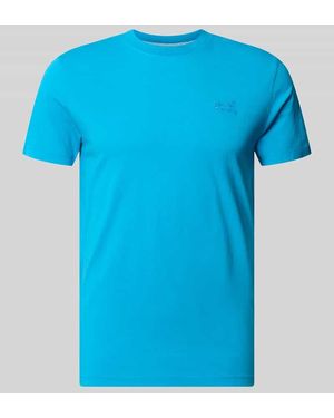 Superdry T-Shirt mit Rundhalsausschnitt und Label-Stitching - Blau