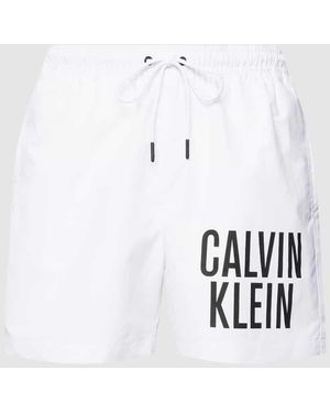 Calvin Klein Badehose Mit Label-Print - Weiß