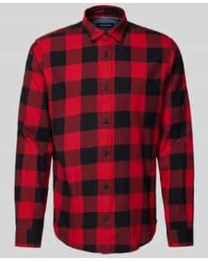 Jack & Jones Regular Fit Vrijetijdsoverhemd Van Twill, Model 'Gingham' - Rood