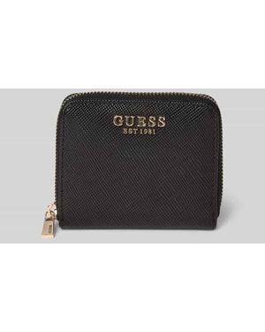 Guess Portemonnaie mit Label-Applikation Modell 'LAUREL II' - Schwarz