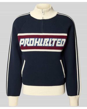 Prohibited Strickpullover mit Logo und Reißverschluss - Blau