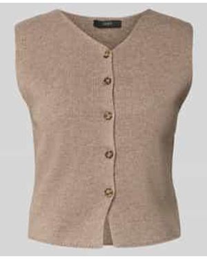 Ouí Gebreid Gilet Met V-Hals - Naturel