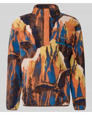 Columbia Fleecepullover mit Label-Patch Modell 'HELVETIA' - Blau